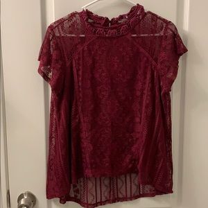 Burgundy Lace Top
